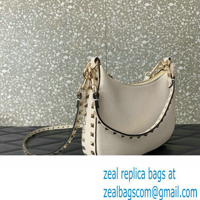 Valentino Small Rockstud Hobo bag in Grainy Calfskin 0313 White 2023