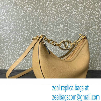 Valentino Small Vlogo Moon Hobo Bag In Leather Beige With Chain 2023 - Click Image to Close