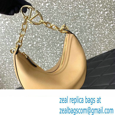 Valentino Small Vlogo Moon Hobo Bag In Leather Beige With Chain 2023 - Click Image to Close
