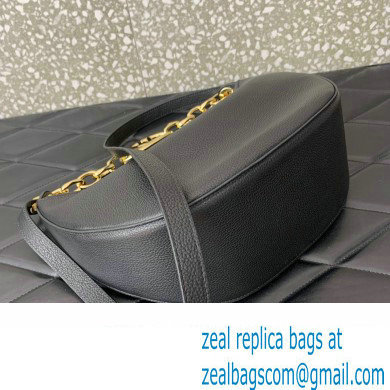 Valentino Small Vlogo Moon Hobo Bag In Leather Black With Chain 2023 - Click Image to Close