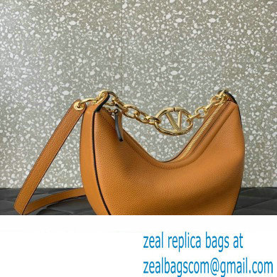 Valentino Small Vlogo Moon Hobo Bag In Leather Brown With Chain 2023