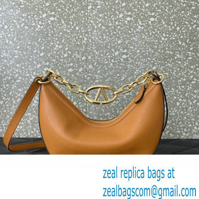 Valentino Small Vlogo Moon Hobo Bag In Leather Brown With Chain 2023