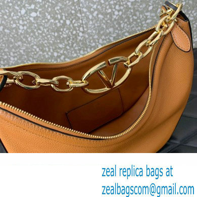 Valentino Small Vlogo Moon Hobo Bag In Leather Brown With Chain 2023
