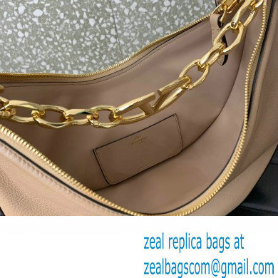 Valentino Small Vlogo Moon Hobo Bag In Leather Nude With Chain 2023