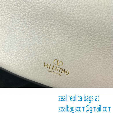 Valentino Small Vlogo Moon Hobo Bag In Leather White With Chain 2023 - Click Image to Close