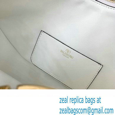 Valentino Small Vlogo Moon Hobo Bag In Leather White With Chain 2023 - Click Image to Close