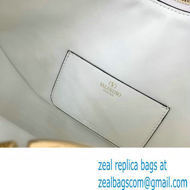 Valentino Small Vlogo Moon Hobo Bag In Leather White With Chain 2023