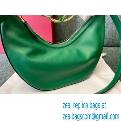 Valentino Small Vlogo Moon Hobo Bag In NAPPA LEATHER Green With Chain