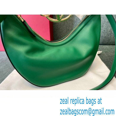 Valentino Small Vlogo Moon Hobo Bag In NAPPA LEATHER Green With Chain - Click Image to Close