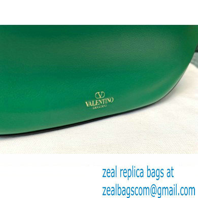 Valentino Small Vlogo Moon Hobo Bag In NAPPA LEATHER Green With Chain - Click Image to Close