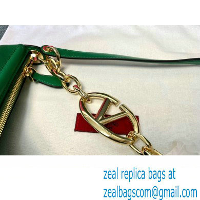 Valentino Small Vlogo Moon Hobo Bag In NAPPA LEATHER Green With Chain