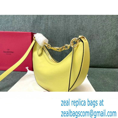 Valentino Small Vlogo Moon Hobo Bag In grainy calfskin Yellow With Chain