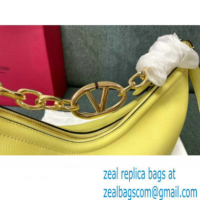 Valentino Small Vlogo Moon Hobo Bag In grainy calfskin Yellow With Chain - Click Image to Close