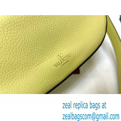 Valentino Small Vlogo Moon Hobo Bag In grainy calfskin Yellow With Chain - Click Image to Close