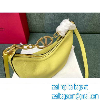 Valentino Small Vlogo Moon Hobo Bag In grainy calfskin Yellow With Chain - Click Image to Close