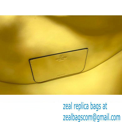 Valentino Small Vlogo Moon Hobo Bag In grainy calfskin Yellow With Chain