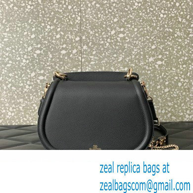 Valentino VSling Shoulder Bag in Grainy Calfskin With Tone-On-Tone Enamel 8030 Black 2023