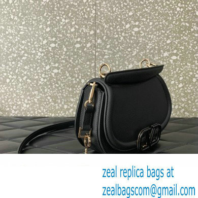 Valentino VSling Shoulder Bag in Grainy Calfskin With Tone-On-Tone Enamel 8030 Black 2023 - Click Image to Close