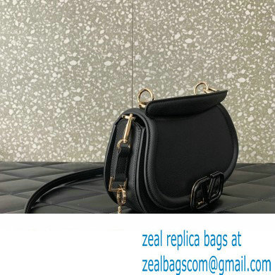 Valentino VSling Shoulder Bag in Grainy Calfskin With Tone-On-Tone Enamel 8030 Black 2023