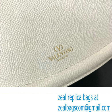 Valentino VSling Shoulder Bag in Grainy Calfskin With Tone-On-Tone Enamel 8030 White 2023 - Click Image to Close