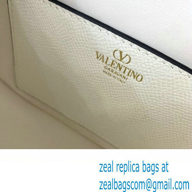 Valentino VSling Shoulder Bag in Grainy Calfskin With Tone-On-Tone Enamel 8030 White 2023 - Click Image to Close