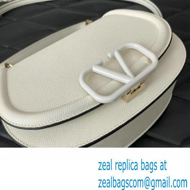 Valentino VSling Shoulder Bag in Grainy Calfskin With Tone-On-Tone Enamel 8030 White 2023