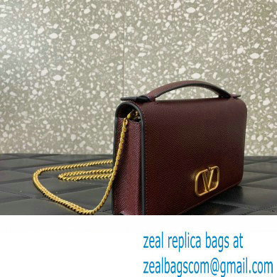 Valentino Vlogo Signature Wallet With Chain in Grainy Calfskin Burgundy 2024