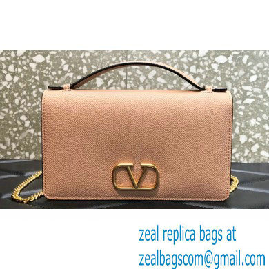 Valentino Vlogo Signature Wallet With Chain in Grainy Calfskin Nude Pink 2024 - Click Image to Close