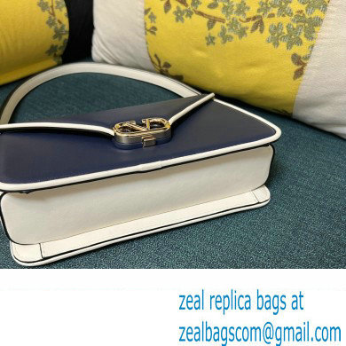 Valentino shoulder Letter Large Bag in smooth calfskin Blue/White 2023 - Click Image to Close