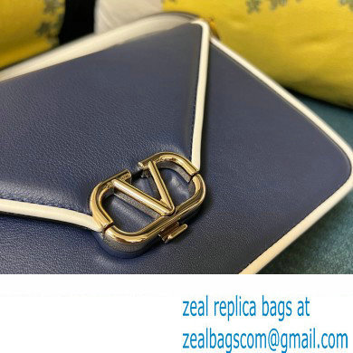Valentino shoulder Letter Large Bag in smooth calfskin Blue/White 2023
