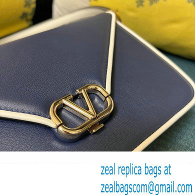 Valentino shoulder Letter Large Bag in smooth calfskin Blue/White 2023 - Click Image to Close