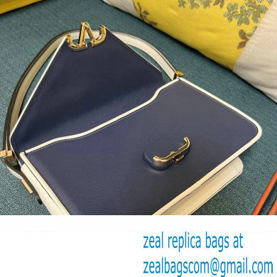 Valentino shoulder Letter Large Bag in smooth calfskin Blue/White 2023