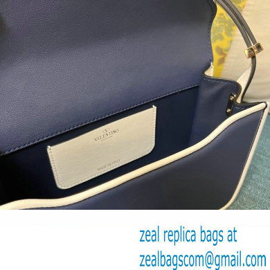 Valentino shoulder Letter Large Bag in smooth calfskin Blue/White 2023 - Click Image to Close