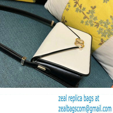 Valentino shoulder Letter Large Bag in smooth calfskin White/Black 2023 - Click Image to Close
