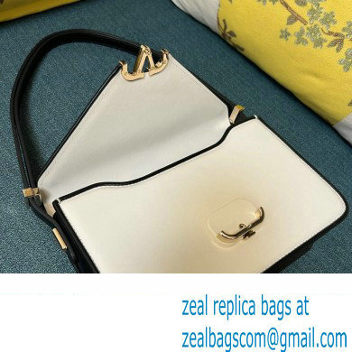 Valentino shoulder Letter Large Bag in smooth calfskin White/Black 2023