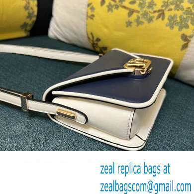 Valentino shoulder Letter Small Bag in smooth calfskin Blue/White 2023 - Click Image to Close