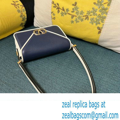 Valentino shoulder Letter Small Bag in smooth calfskin Blue/White 2023