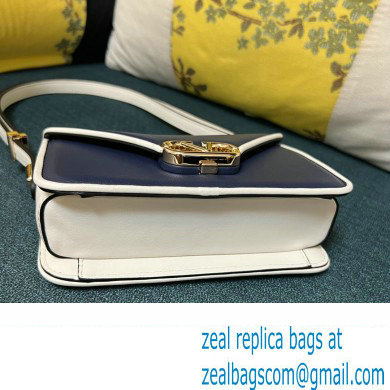 Valentino shoulder Letter Small Bag in smooth calfskin Blue/White 2023