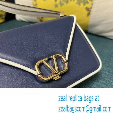 Valentino shoulder Letter Small Bag in smooth calfskin Blue/White 2023 - Click Image to Close