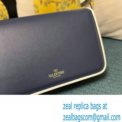 Valentino shoulder Letter Small Bag in smooth calfskin Blue/White 2023