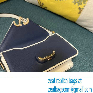 Valentino shoulder Letter Small Bag in smooth calfskin Blue/White 2023 - Click Image to Close