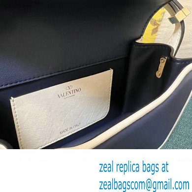 Valentino shoulder Letter Small Bag in smooth calfskin Blue/White 2023