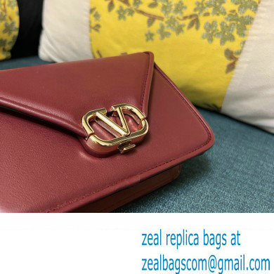 Valentino shoulder Letter Small Bag in smooth calfskin Burgundy 2023 - Click Image to Close