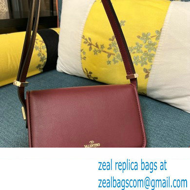 Valentino shoulder Letter Small Bag in smooth calfskin Burgundy 2023