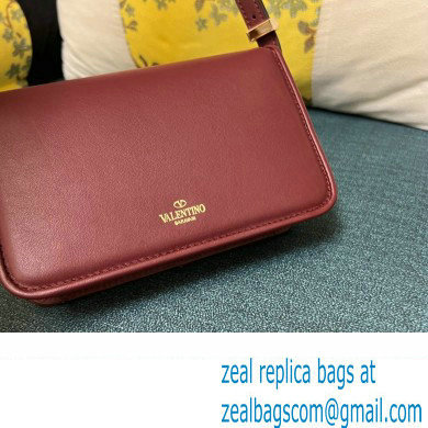 Valentino shoulder Letter Small Bag in smooth calfskin Burgundy 2023