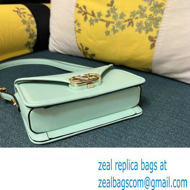 Valentino shoulder Letter Small Bag in smooth calfskin Pale Green 2023