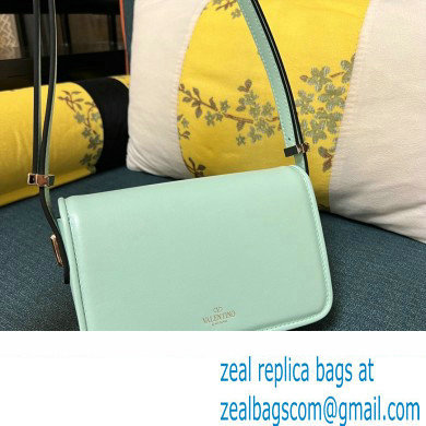 Valentino shoulder Letter Small Bag in smooth calfskin Pale Green 2023
