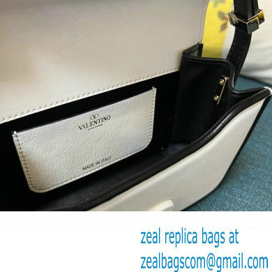 Valentino shoulder Letter Small Bag in smooth calfskin White/Black 2023