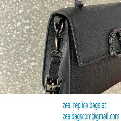 Valentino small VSLING Handbag in grainy calfskin Black with JEWEL EMBROIDERY 2024