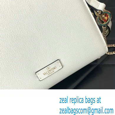 Valentino small VSLING Handbag in grainy calfskin White with JEWEL EMBROIDERY 2024